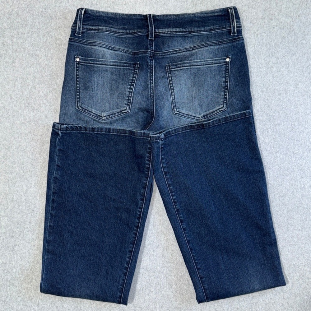 EverFlex Mid-Rise Flare Jeans Dark Wash Blue Denim Stretch Pants Womens 8 Long